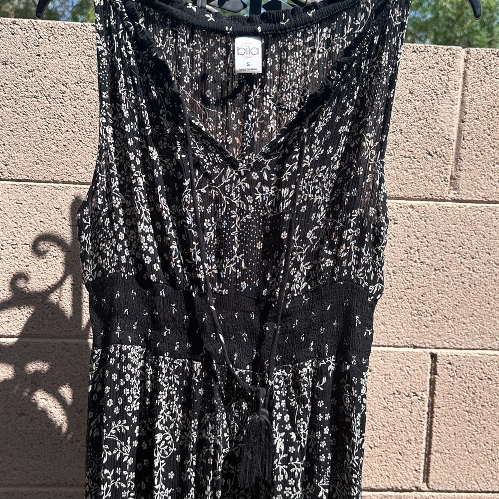 Elegant Black and White Floral Dress